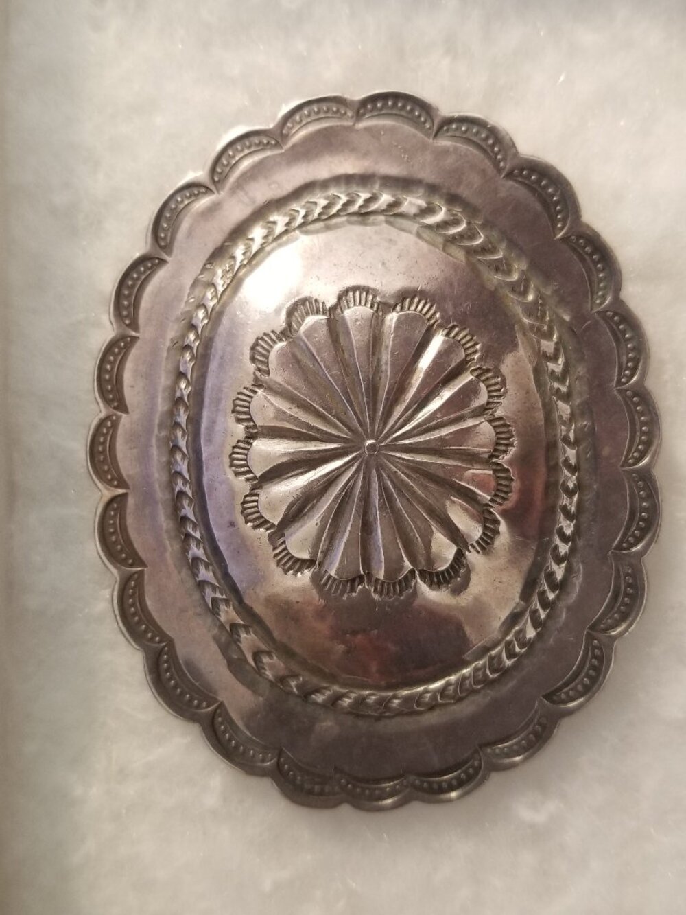 NATIVE AMERICAN SILVER CONCHO PIN old
